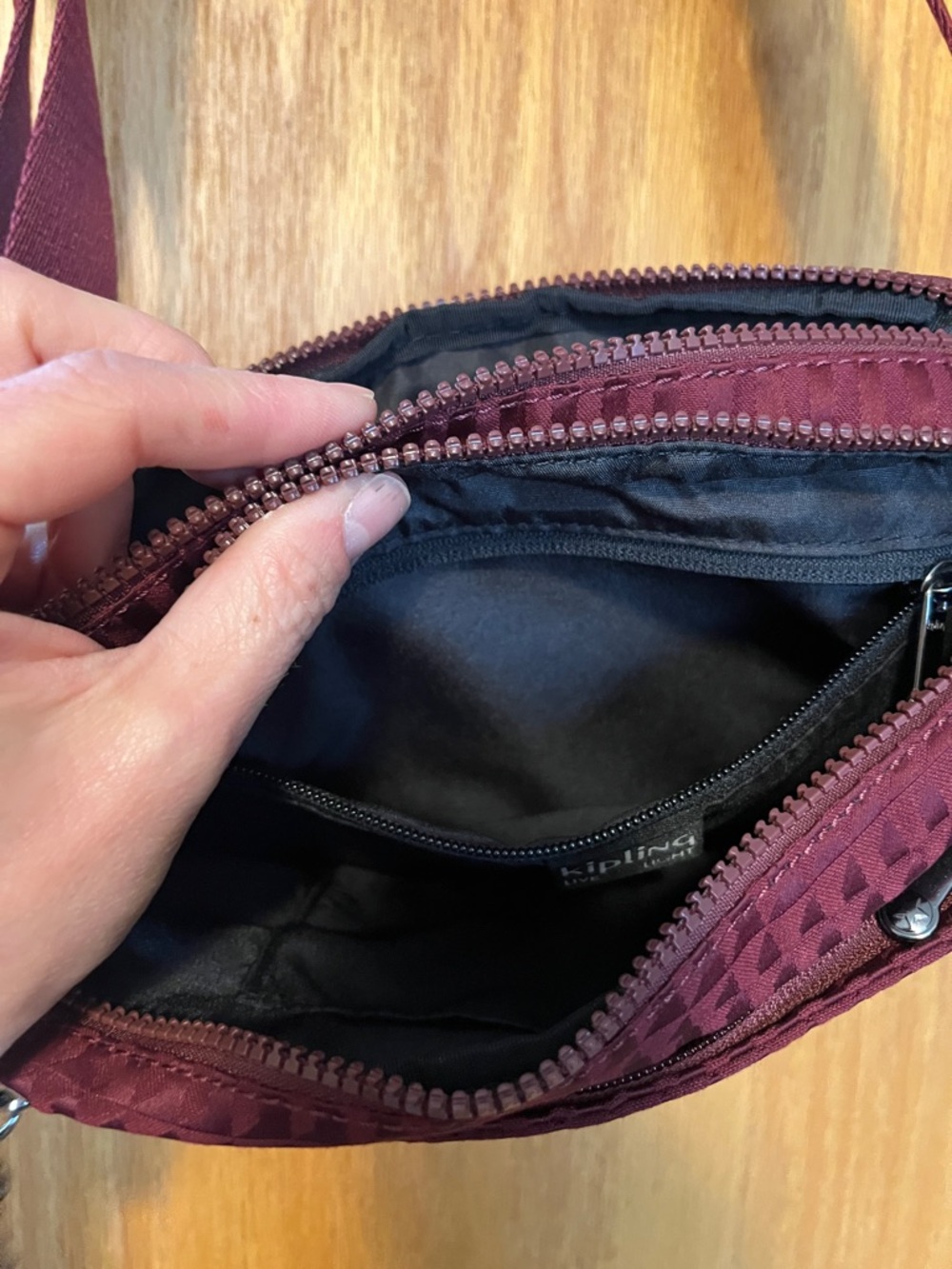 Kipling Deep Wine Quilted Crossbody Bag - Picture 8 of 10